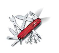 Victorinox Swiss Army Knife Huntsman Lite - Multiuso 21 Funzioni - Rosso | Coltellino con luce LED, seghetto per legno e forbici. Ideale per campeggio, escursioni e outdoor. 91 mm. Prodotto in