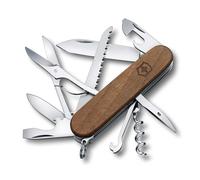 Victorinox Swiss Army Knife Huntsman Wood - Coltello Multiuso 13 Funzioni | Multitool con guance in legno di noce, seghetto per legno e forbici, ideale per campeggio e outdoor, 91 mm, Prodotto in