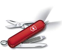 Victorinox Swiss Army Knife Signature Lite Multiuso 7 Funzioni LED Rosso | Multiuso tascabile con penna a sfera pressurizzata, forbici e luce LED per EDC e ufficio, 58 mm, Prodotto in Svizzera
