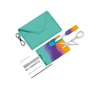 Victorinox Swiss Card Classic, 10 Funzioni, Made in Switzerland, Multiuso da Donna, in Portacarte con Anello Portachiavi, Sydney Style (Turchese, Violetto)