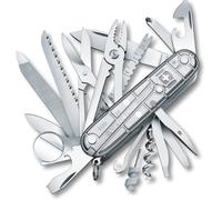 Victorinox, Swiss Champ, Coltellino Svizzero, Originale, Multiuso, Campeggio, 33 Funzioni, Lama, grande, Cavatappi, Argento Trasparente