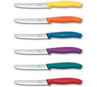 Victorinox Swiss Classic Coltello da Pane e Colazione Seghettato 11 cm, 6 | Set 6 coltelli con punta arrotondata per pomodori e salumi, manico ergonomico multicolore, acciaio inox, Swiss Made
