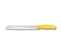 Victorinox Swiss Classic, Coltello da pane professionale, Lama extra seghettata, Bordo seghettato, 21 cm, Robusto manico in plastica, Acciaio inossidabile, Giallo