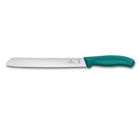 Victorinox Swiss Classic, Coltello da pane professionale, Lama extra seghettata, Bordo seghettato, 21 cm, Robusto manico in plastica, Acciaio inossidabile, Verde