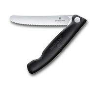 Victorinox Swiss Classic Coltello da picnic pieghevole per escursioni, Frutta, verdura, panini, salsicce, Lama seghettata, extra affilata, Nero