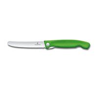 Victorinox Swiss Classic Coltello da picnic pieghevole per escursioni, Frutta, verdura, panini, salsicce, Lama seghettata, extra affilata, Verde
