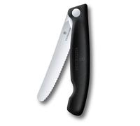 Victorinox Swiss Classic Coltello da picnic pieghevole per escursioni, Frutta, verdura, panini, salsicce, Lama seghettata, extra affilata, Nero