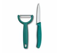 Victorinox Swiss Classic Coltello e pelaverdure, 2 pezzi, Lama extra-affilata, per frutta e verdura, Acciaio inossidabile, Verde