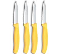 Victorinox Swiss Classic Coltello per verdure e spelucchini, per frutta e verdura, Extra affilato, dritto e seghettato, Acciaio inox, Giallo (Confezione da 2)