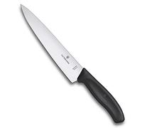 Victorinox Swiss Classic, Coltello professionale per affettare, Lama extra-affilata, Bordo dritto, 19 cm, Manico in plastica, Acciaio inossidabile, Nero, Scatola Regalo