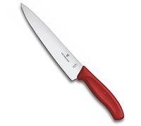 Victorinox Swiss Classic, Coltello professionale per affettare, Lama extra-affilata, Bordo dritto, 19 cm, Manico in plastica, Acciaio inossidabile, Rosso