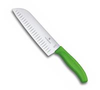 Victorinox Swiss Classic Coltello Santoku, Coltello in stile asiatico, Lama extra-affilata, Forma a bulbo, 17 cm, Acciaio inossidabile, Verde