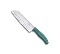 Victorinox Swiss Classic Coltello Santoku, Lama 17 cm, Acciaio, Verde | Ideale per tritare e sminuzzare carne, pesce o verdura, lama a bulbo extra affilata, manico ergonomico, Swiss Made