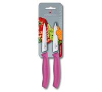 Victorinox Swiss Classic set 2 coltelli: coltello da pomodoro e spelucchino per verdure, lama molto affilata, acciaio inox, Swiss Made, rosa