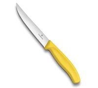 Victorinox Swiss Classic set 2 coltelli da bistecca e da pizza, coltelli da tavola con lama seghettata, 11 cm, acciaio inox, Swiss Made, giallo