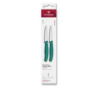 Victorinox Swiss Classic, set 2 coltelli da cucina e per verdura, lama a filo diritto per tagli precisi, 8 cm, acciaio inox, lavabile in lavastoviglie, Verde