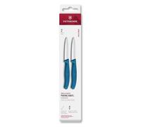 Victorinox Swiss Classic, Set di coltelli per pelare e verdure, 2 pezzi, Lama extra-affilata, Bordo dritto per tagli precisi, 8 cm, Acciaio inossidabile, Blu