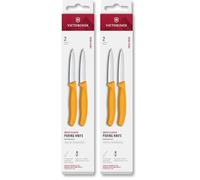 Victorinox Swiss Classic, set 2 coltelli da cucina e per verdura, lama a filo diritto per tagli precisi, 8 cm, acciaio inox, lavabile in lavastoviglie, Giallo (Confezione da 2)