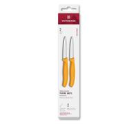 Victorinox Swiss Classic, Set di coltelli per pelare e verdure, 2 pezzi, Lama extra-affilata, Bordo dritto per tagli precisi, 8 cm, Acciaio inossidabile, Giallo