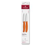 Victorinox Swiss Classic, set 2 coltelli da cucina e per verdura, lama a filo diritto per tagli precisi, 8 cm, acciaio inox, lavabile in lavastoviglie, Arancione
