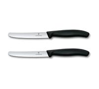 Victorinox Swiss Classic Set 2 Coltelli da Pane e Pomodoro 11 cm Seghettati | Ideali per colazione e tavola, punta arrotondata, lama in acciaio inox, manico ergonomico nero, Swiss Made
