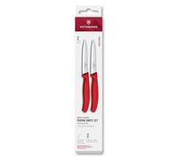 Victorinox Swiss Classic, Set di coltelli per pomodori e verdure, 2 pezzi, Lama extra affilata, Manico in plastica, Acciaio inossidabile, Swiss Made, Rosso