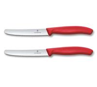 Victorinox Swiss Classic set 2 coltelli da tavola seghettati, coltelli da pane, 11 cm, acciaio inox, lavabile in lavastoviglie, Swiss Made, Rosso
