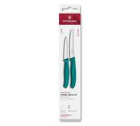 Victorinox Swiss Classic Set 2 Coltelli da Verdura 8 e 11 cm Verde | Lama dritta e seghettata in acciaio inossidabile per frutta e verdura, impugnatura ergonomica, Swiss Made