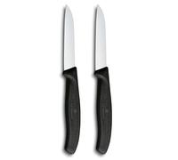 Victorinox Swiss Classic Set 2 Spelucchini per Frutta e Verdura, 8 cm, Nero | Coltelli con lame dritte extra affilate, impugnatura ergonomica in polipropilene e lavabili in lavastoviglie