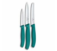Victorinox Set di coltelli da cucina Swiss Classic, 3 pezzi, Coltello per verdure, pomodori e colazione, Robusto manico in plastica, Acciaio inossidabile, Verde