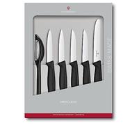 Victorinox Swiss Classic Set coltelli da cucina, 6 pezzi, coltello per verdura, coltello da pomodoro, coltello da colazione e pelapatate, acciaio inox, nero