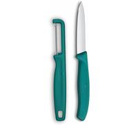Victorinox Set coltelli verdure Swiss Classic - 2 pezzi, lama extra affilata, pelapatate, verde