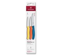Victorinox Swiss Classic, Set di coltelli da cucina, 3 pezzi, Coltello per verdure, pomodori e colazione, Robusto manico in plastica, Acciaio inossidabile, Colorato