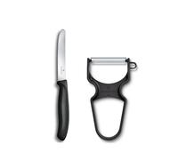 Victorinox Swiss Classic Set di Coltelli da Cucina con Pelaverdure, 2 Pezzi, per Verdura, Lama Affilato, Acciaio Inox, Lavabile in Lavastoviglie, Nero