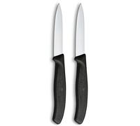 Victorinox Swiss Classic, Set di coltelli per pelare e verdure, 2 pezzi, Lama extra-affilata, Bordo dritto per tagli precisi, 8 cm, Acciaio inossidabile, Nero