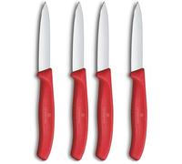 Victorinox Swiss Classic, Set di coltelli per pelare e verdure, 2 pezzi, Lama extra-affilata, Bordo dritto per tagli precisi, 8 cm, Acciaio inossidabile, Rosso (Confezione da 2)