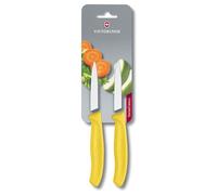 Victorinox Swiss Classic, Set di coltelli per pelare e verdure, 2 pezzi, Lama extra-affilata, Bordo dritto per tagli precisi, 8 cm, Acciaio inossidabile, Giallo