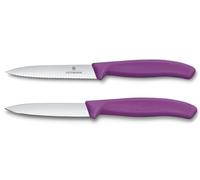 Victorinox Swiss Classic, Set di coltelli per pomodori e verdure, 2 pezzi, Lama extra-affilata, Manico in plastica, Acciaio inossidabile, Swiss Made, Rosa