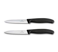 Victorinox Swiss Classic, Set di coltelli per pomodori e verdure, 2 pezzi, Lama extra affilata, Manico in plastica, Acciaio inossidabile, Swiss Made, Nero