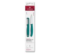Victorinox Swiss Classic Set di coltelli per verdure con pelapatate, per verdura e frutta, 2 pezzi, Lama extra affilata, Verde