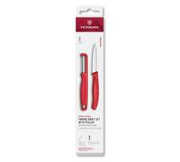 Victorinox Swiss Classic Set di coltelli per verdure con pelapatate, per verdura e frutta, 2 pezzi, Lama extra affilata, Rosso