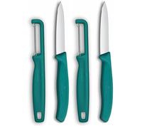 Victorinox Swiss Classic Set di coltelli per verdure con pelapatate, per verdura e frutta, 2 pezzi, Lama extra affilata, Verde (Confezione da 2)