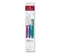 Victorinox Swiss Classic Set di coltelli per verdure con pelapatate, spelucchino e coltello per pomodori, 3 pezzi, Lama extra-affilata, Colorato
