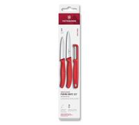 Victorinox Swiss Classic Set di coltelli per verdure con pelapatate, spelucchino e coltello per pomodori, 3 pezzi, lama extra affilata, Rosso