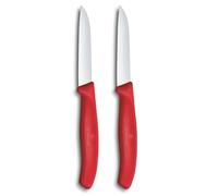 Victorinox Swiss Classic Set di pelapatate per frutta e verdura, 2 pezzi, Taglio dritto, Extra affilato, Rosso