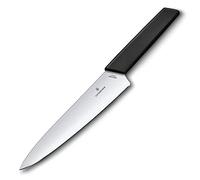 Victorinox Swiss Modern Coltello da intaglio per carne, affilatura diritta, lama in acciaio inossidabile lunga 19 cm, manico ergonomico in plastica, nero