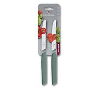 Victorinox Swiss Modern - Set di 2 coltelli da tavola per pomodori e verdure, 11 cm, bordo seghettato extra affilato, lavabile in lavastoviglie, salvia