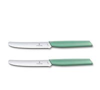 Victorinox, Swiss Modern, set di 2 coltelli da verdura professionale, lama extra affilata, 11 cm, acciaio inossidabile, verde menta