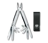 Victorinox Swiss Tool Multitool, 26 Funzioni, Pinze a Punta Lunga, Argento | Utensile multiuso bloccabile per riparazioni e outdoor con seghetto, lima per metallo e fodero sintetico. Prodotto in