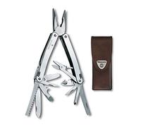 VICTORINOX Multi-strumento Swiss Tool Spirit X, 24 Funzioni, Multiuso con Lama Bloccabile e Pinze a Punta Lunga, incl. Fodero in Pelle, Argento